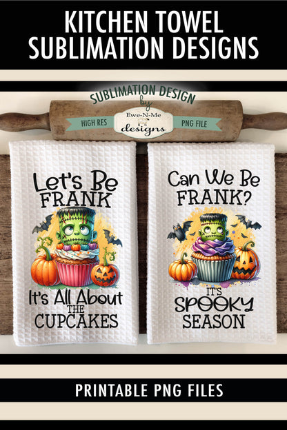 Halloween Frankenstein Cupcakes - Kitchen Towel Sublimation Designs