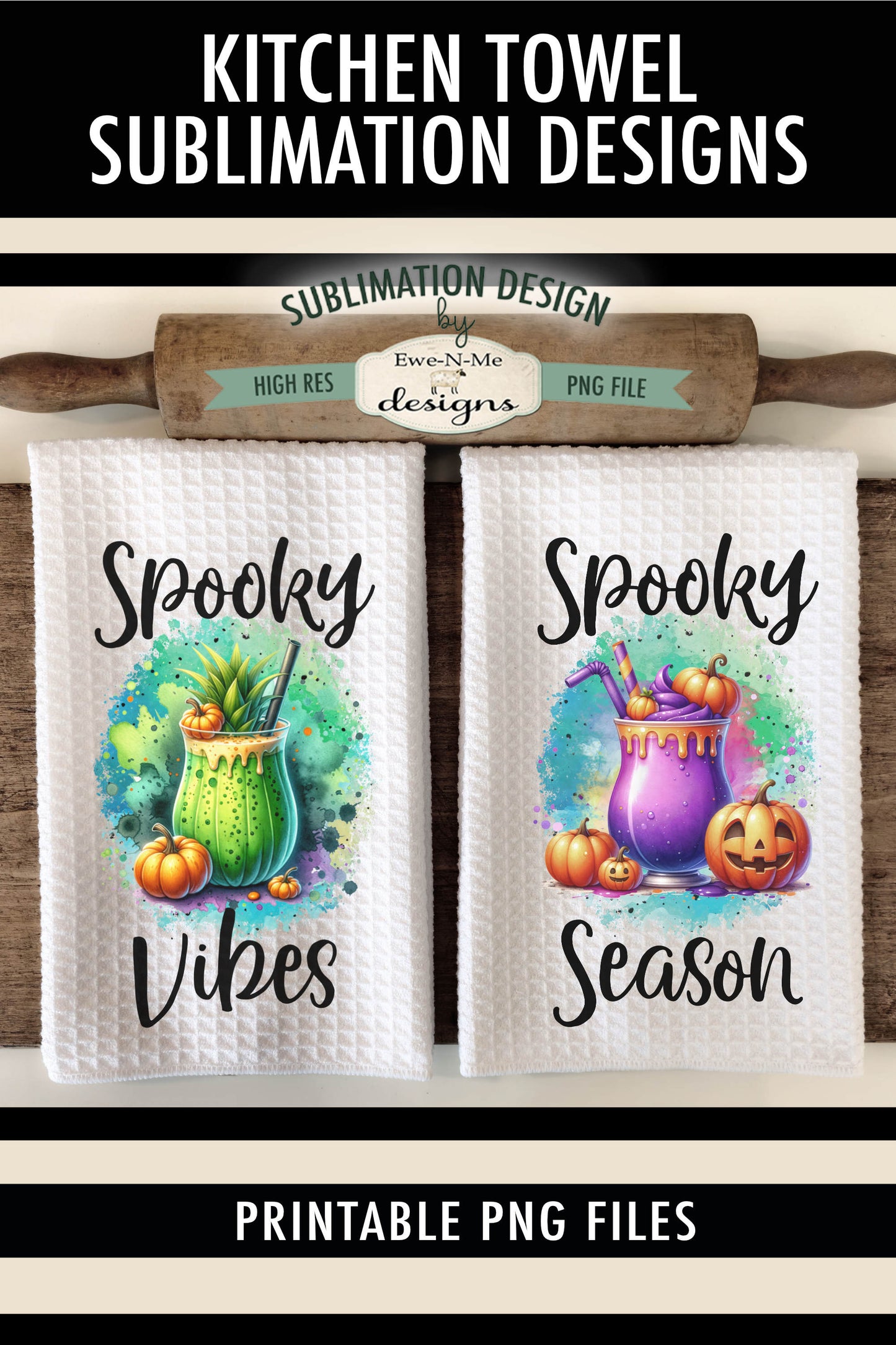 Halloween Cocktail Drinks - Kitchen Towel Sublimation Designs