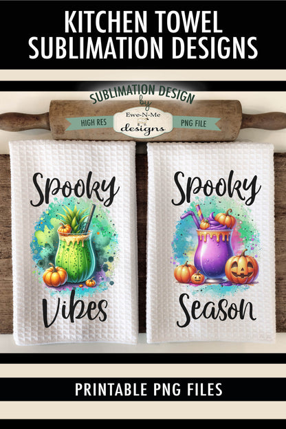 Halloween Cocktail Drinks - Kitchen Towel Sublimation Designs
