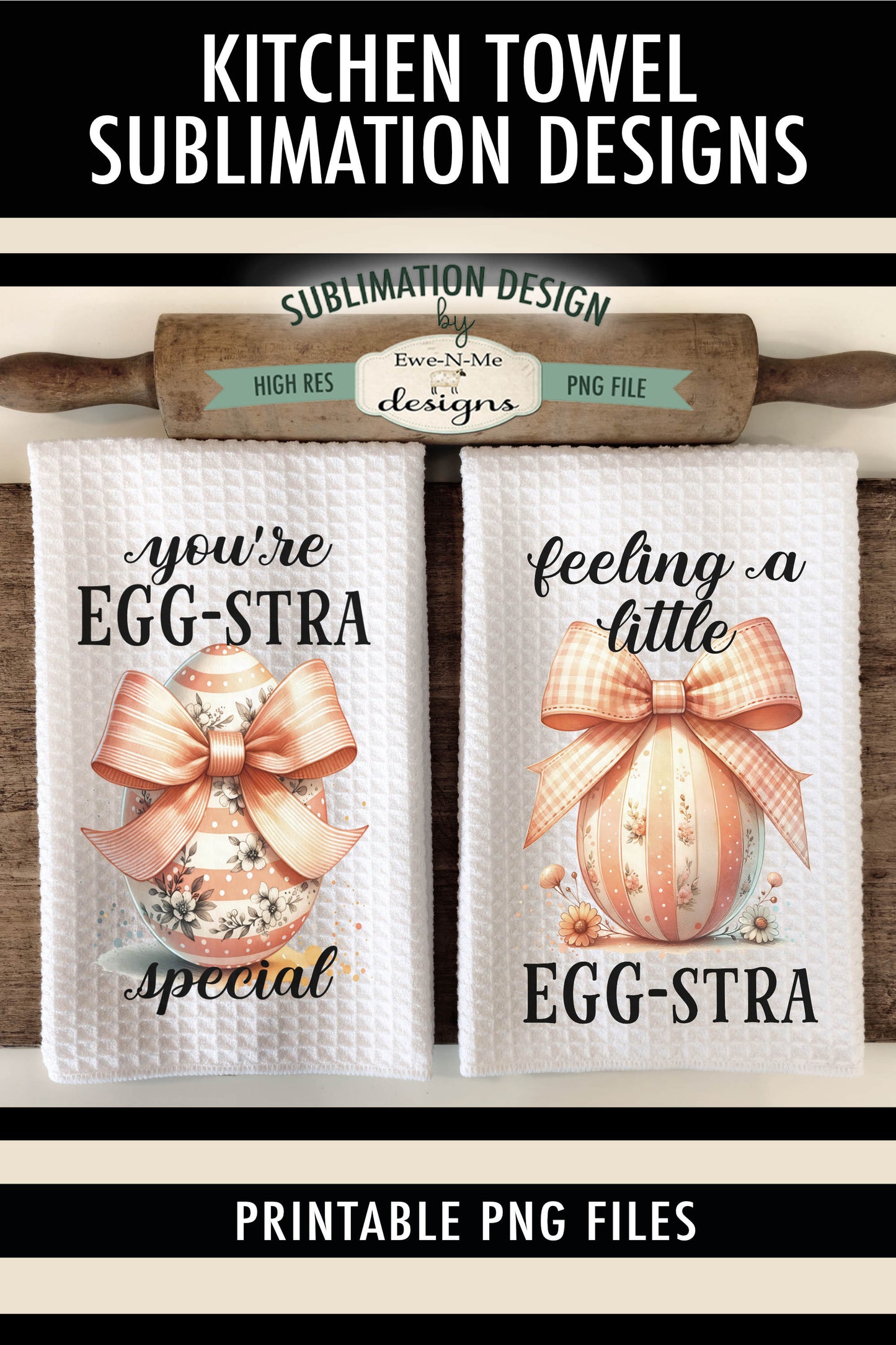 Easter Eggs with Coquette Bows - Kitchen Towel Sublimation Designs