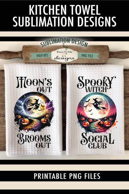 Halloween Witch Moon - Kitchen Towel Sublimation Designs