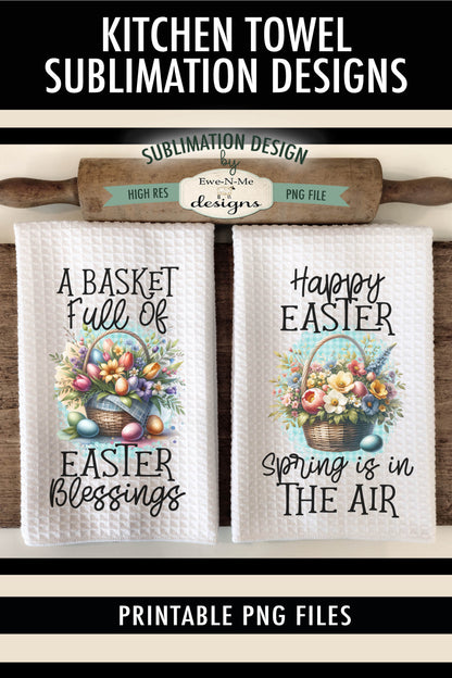 Floral Easter Baskets - Kitchen Towel Sublimation Designs
