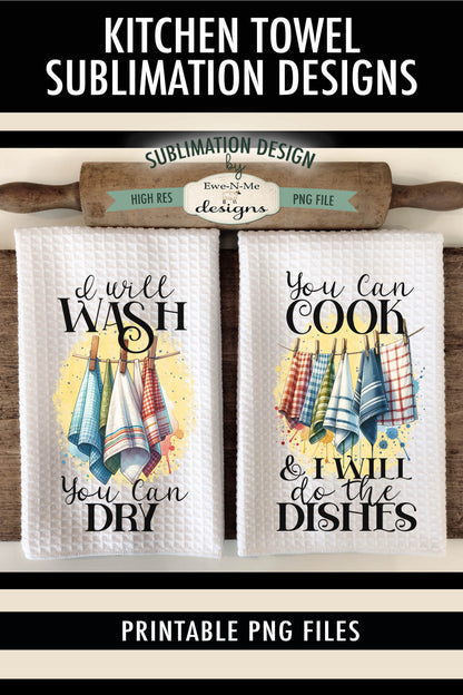Towels on Clothesline - Kitchen Towel Sublimation Designs