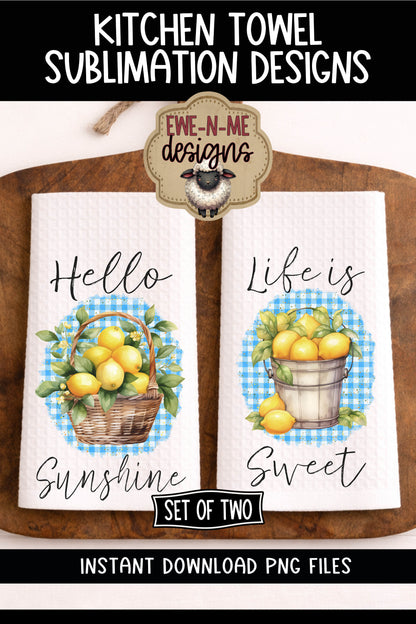 Lemon Hello Sunshine Life is Sweet - Kitchen Towel Sublimation Designs