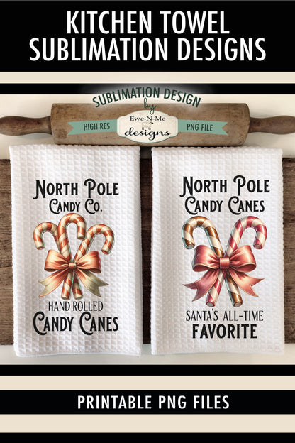 North Pole Candy Canes - Kitchen Towel Sublimation Designs