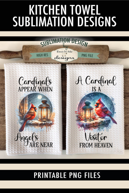 Cardinals and Lanterns - Kitchen Towel Sublimation Designs