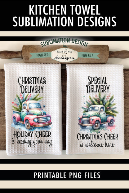 Holiday Trucks Delivery  - Kitchen Towel Sublimation Designs