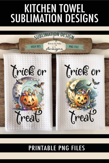 Pumpkin Moon Trick or Treat - Kitchen Towel Sublimation Designs