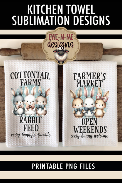 Three Cute Easter Bunnies - Kitchen Towel Sublimation Designs