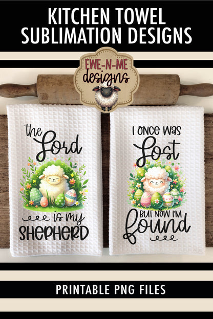 Easter Sheep With Decorated Eggs - Kitchen Towel Sublimation Designs