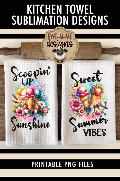 Ice Cream Summer Dessert - Kitchen Towel Sublimation Designs