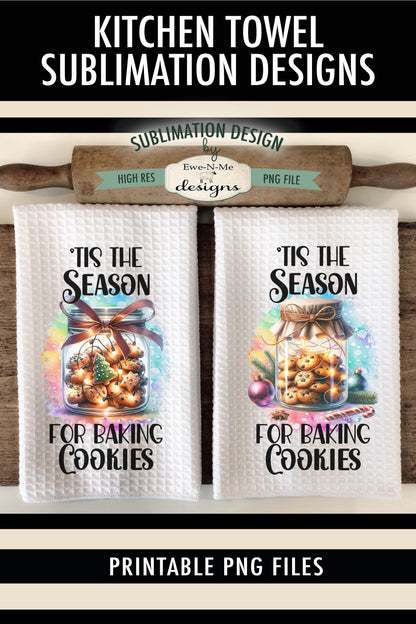 Christmas Cookies in Jar with Lights - Kitchen Towel Sublimation Designs