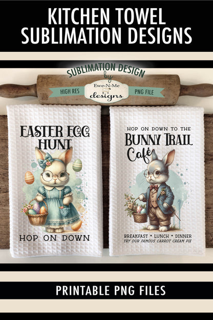 Vintage Easter Bunnies - Kitchen Towel Sublimation Designs