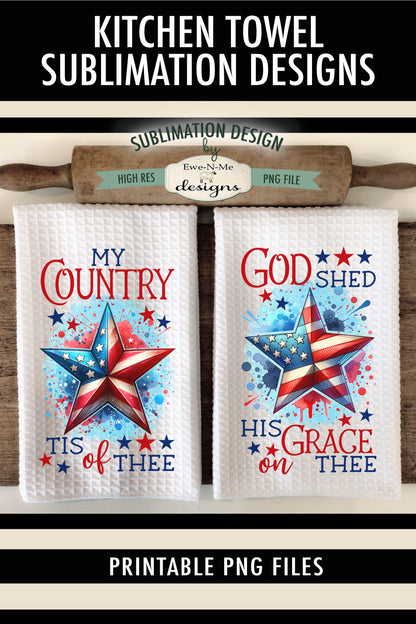 Patriotic Stars - Kitchen Towel Sublimation Designs