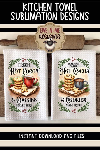 Hot Cocoa and Cookies - Kitchen Towel Sublimation Designs