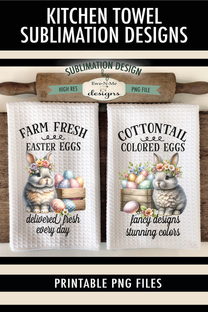 Cottontail Easter Eggs - Kitchen Towel Sublimation Designs