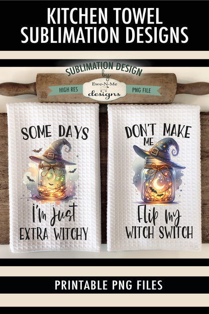 Halloween Witch Mason Jars - Kitchen Towel Sublimation Designs