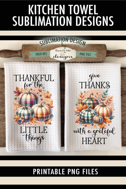 Plaid Pumpkins Fall Harvest - Kitchen Towel Sublimation Designs