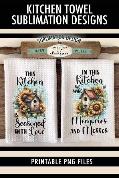Rustic Bird Houses and Sunflowers - Kitchen Towel Sublimation Designs