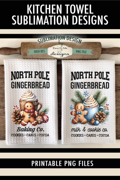 North Pole Gingerbread - Kitchen Towel Sublimation Designs
