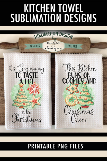 Christmas Cheer Cookies Green - Kitchen Towel Sublimation Designs