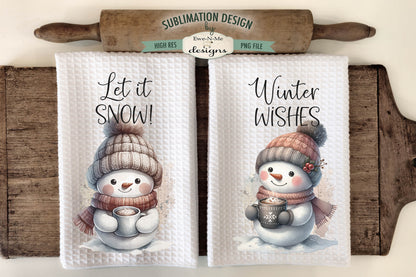 Holiday Snowmen #1 - Bundle of 16 - Kitchen Towel Sublimation Designs