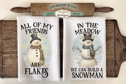Holiday Snowmen #1 - Bundle of 16 - Kitchen Towel Sublimation Designs