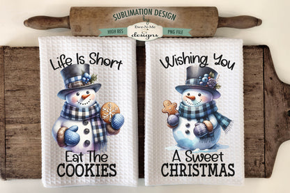 Holiday Snowmen #1 - Bundle of 16 - Kitchen Towel Sublimation Designs