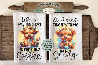 Highland Cow Designs - Bundle of 16 - Kitchen Towel Sublimation Designs