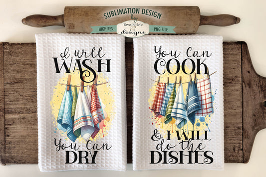 Towels on Clothesline - Kitchen Towel Sublimation Designs