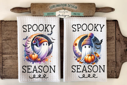 Halloween Ghost Spooky Season - Kitchen Towel Sublimation Designs
