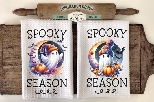 Halloween Ghost Spooky Season - Kitchen Towel Sublimation Designs