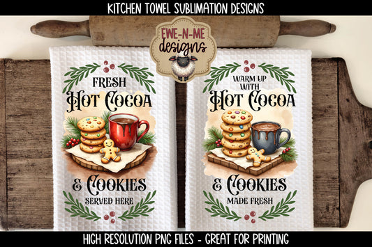 Hot Cocoa and Cookies - Kitchen Towel Sublimation Designs