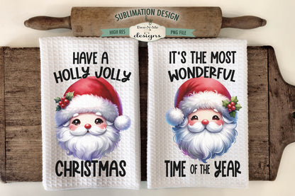 Santa Face with Fluffy Beard - Kitchen Towel Sublimation Designs