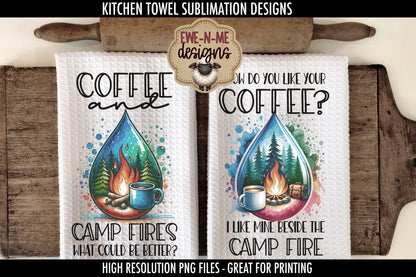 Coffee and Camping Camp Fire - Kitchen Towel Sublimation Designs