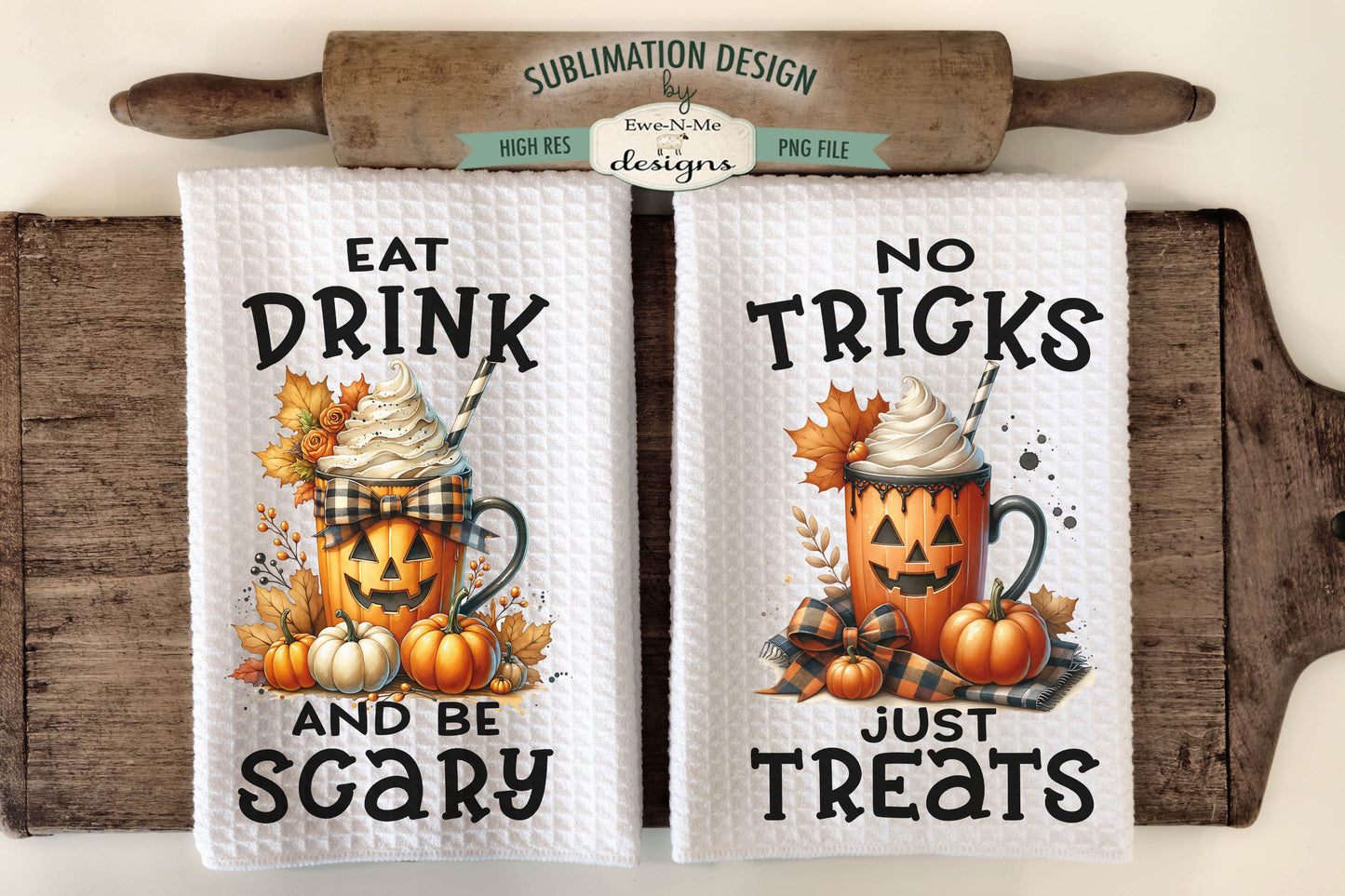 Jack O Lantern Mugs - Kitchen Towel Sublimation Designs