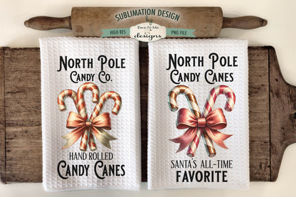 North Pole Candy Canes - Kitchen Towel Sublimation Designs
