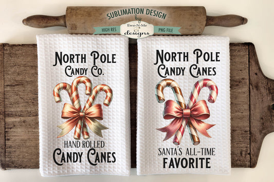 North Pole Candy Canes - Kitchen Towel Sublimation Designs