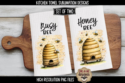 Bees and Bee Hives - Kitchen Towel Sublimation Designs