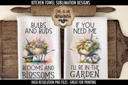Spring Flowers Wheelbarrows - Kitchen Towel Sublimation Designs