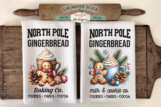 North Pole Gingerbread - Kitchen Towel Sublimation Designs