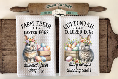 Cottontail Easter Eggs - Kitchen Towel Sublimation Designs