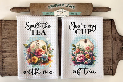 Floral Tea Bags - Kitchen Towel Sublimation Designs