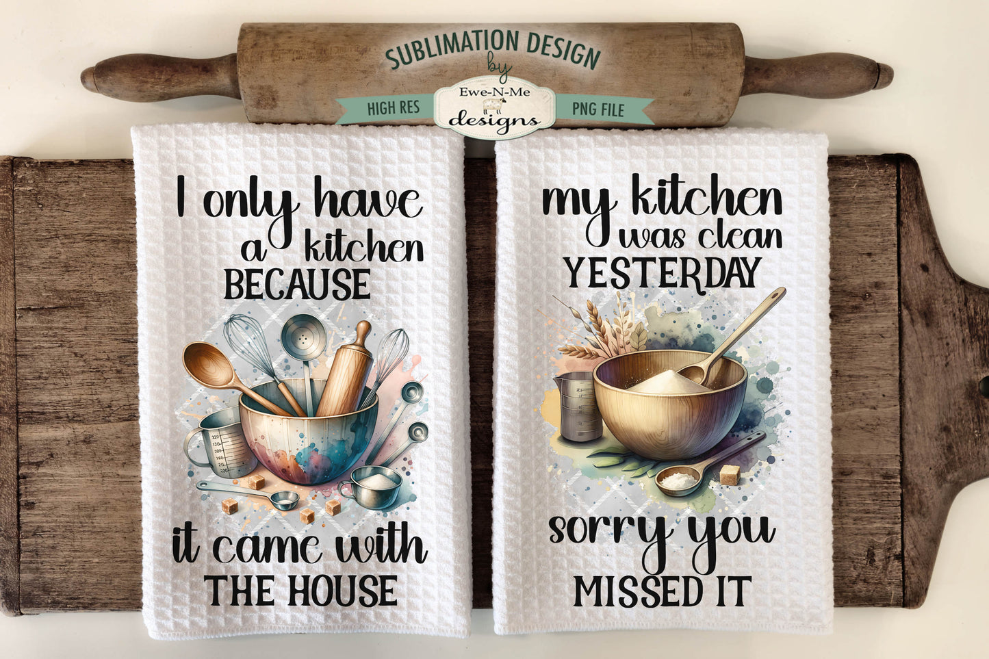 Funny Mixing Bowls  - Kitchen Towel Sublimation Designs