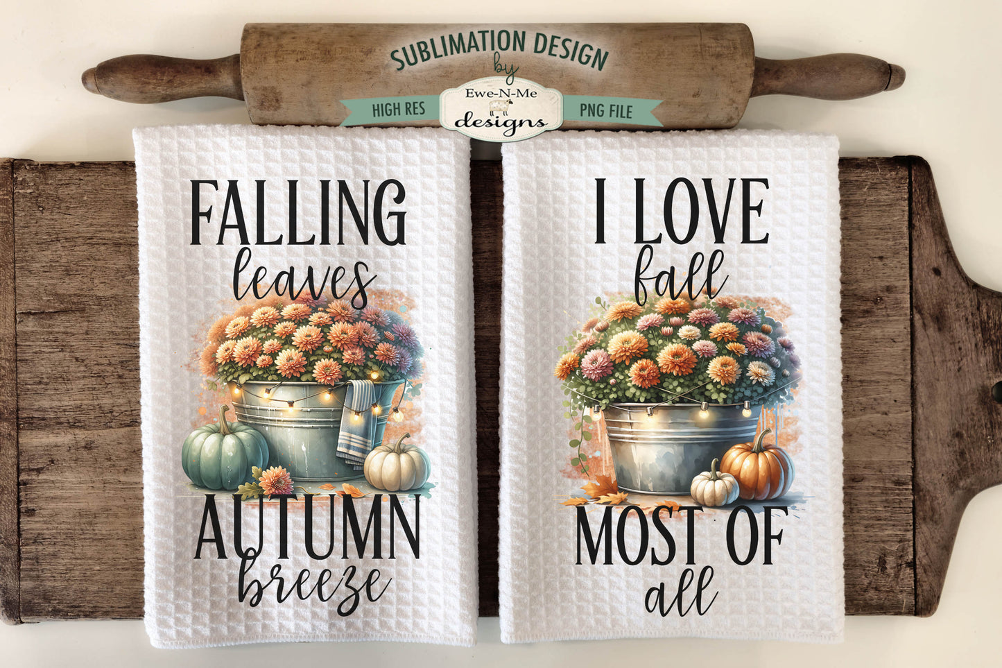 Fall Mums - Kitchen Towel Sublimation Designs