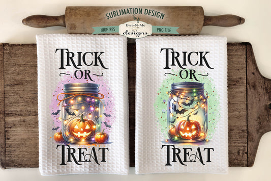 Halloween Trick or Treat Mason Jar - Kitchen Towel Sublimation Designs