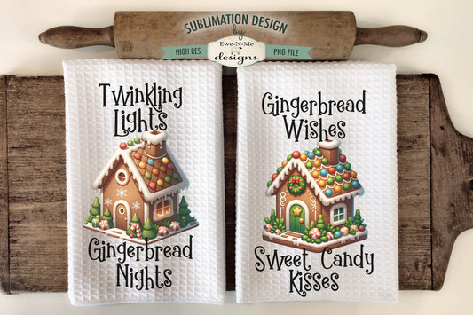 Gingerbread Houses - Kitchen Towel Sublimation Designs