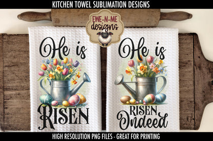 He Is Risen Easter Watering Can - Kitchen Towel Sublimation Designs