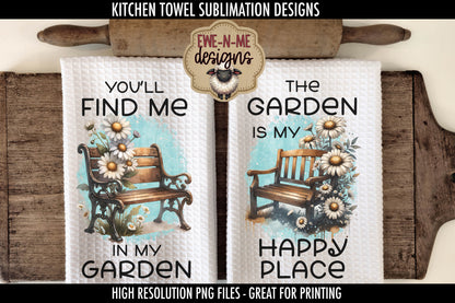 Garden Benches Daisy -  Kitchen Towel Sublimation Designs