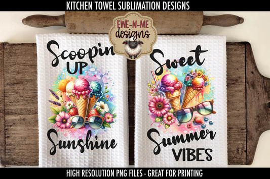 Ice Cream Summer Dessert - Kitchen Towel Sublimation Designs